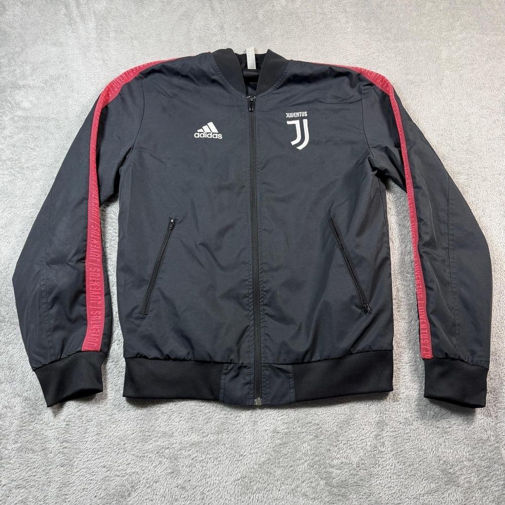 Juventus Adidas Track‎ Jacket Mens Small Black Full Zip Soccer Performance Woven